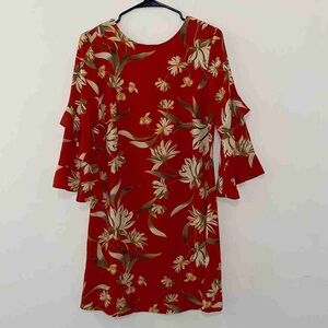 Collection B Red Floral Long Sleeve Dress